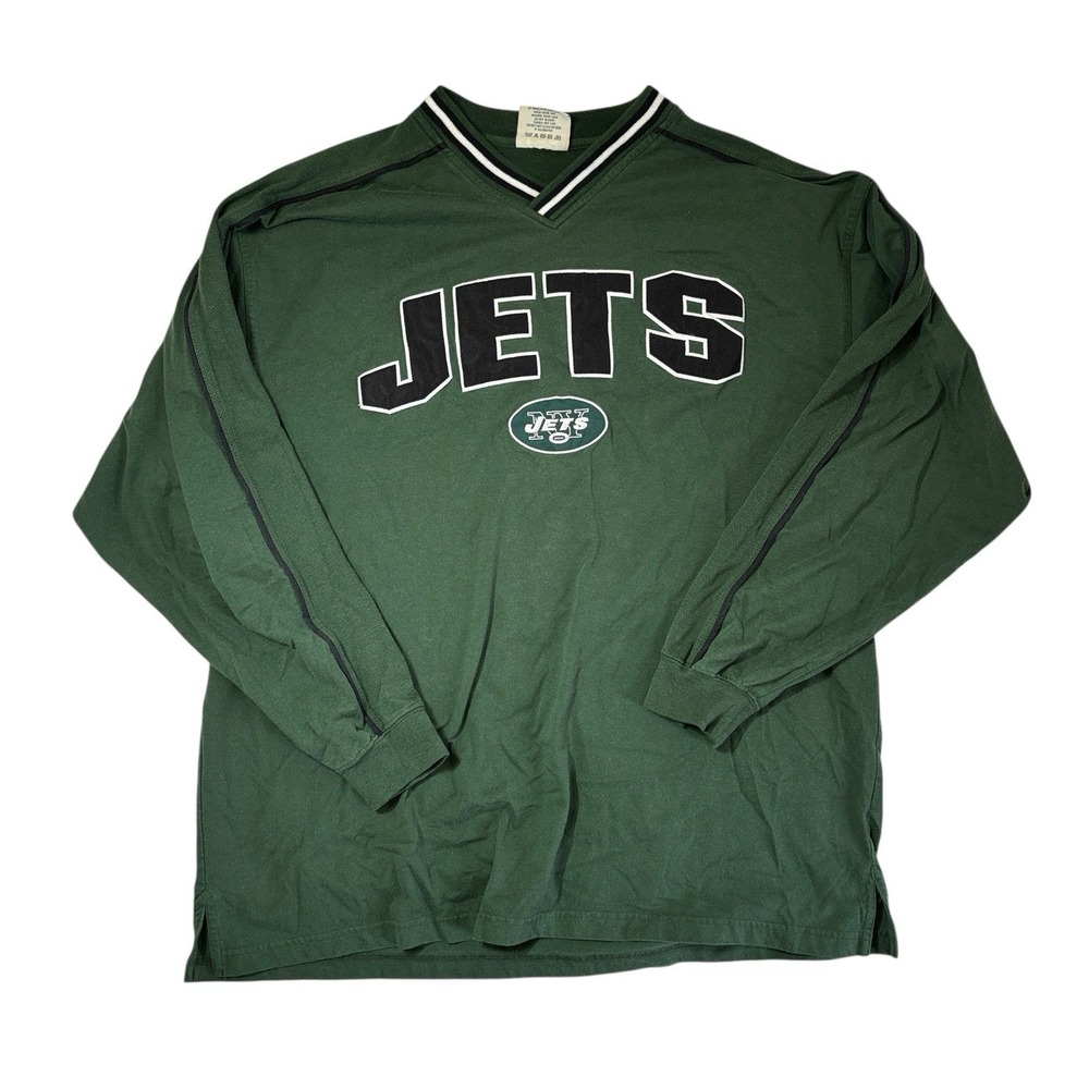 NFL NEW YORK JETS Green/Black Long Sleeve‎ SHIRT w/ Embroidered Logo Men's 2XL